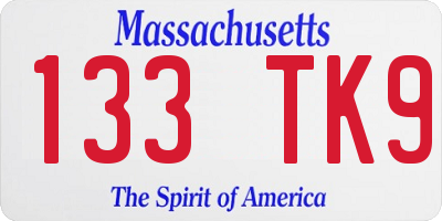 MA license plate 133TK9