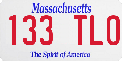 MA license plate 133TL0