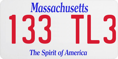 MA license plate 133TL3