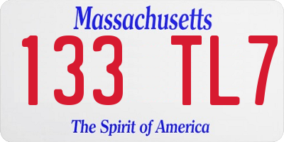 MA license plate 133TL7