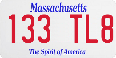 MA license plate 133TL8