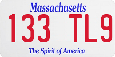 MA license plate 133TL9