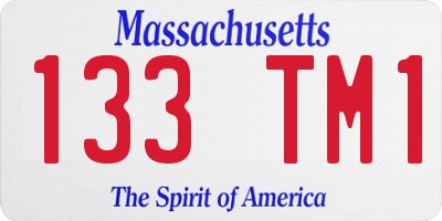 MA license plate 133TM1