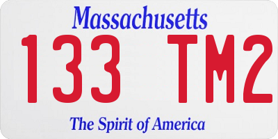 MA license plate 133TM2