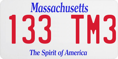 MA license plate 133TM3