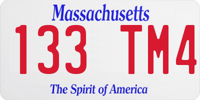 MA license plate 133TM4