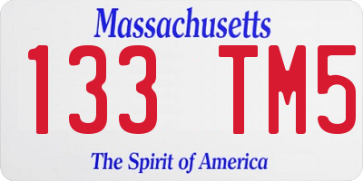 MA license plate 133TM5