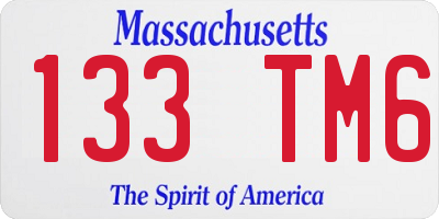 MA license plate 133TM6