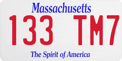 MA license plate 133TM7