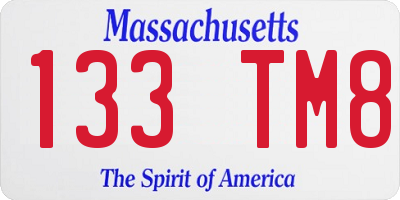MA license plate 133TM8