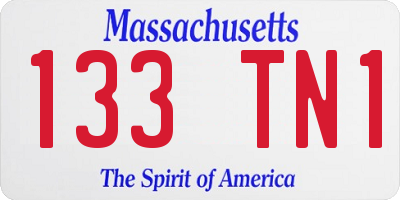 MA license plate 133TN1