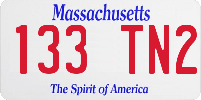 MA license plate 133TN2
