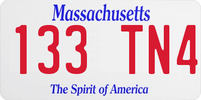 MA license plate 133TN4