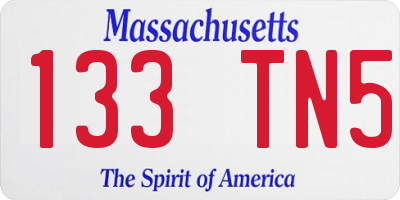 MA license plate 133TN5