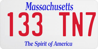 MA license plate 133TN7