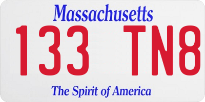 MA license plate 133TN8