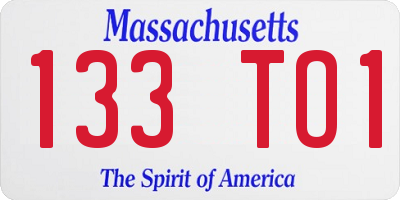 MA license plate 133TO1