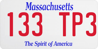 MA license plate 133TP3
