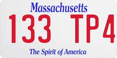 MA license plate 133TP4