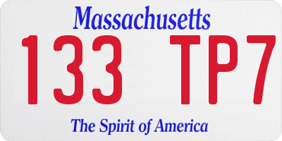 MA license plate 133TP7