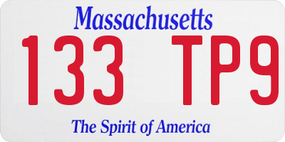 MA license plate 133TP9