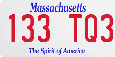 MA license plate 133TQ3