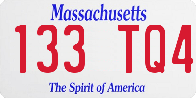 MA license plate 133TQ4