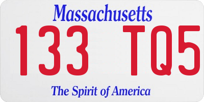 MA license plate 133TQ5