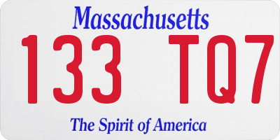 MA license plate 133TQ7