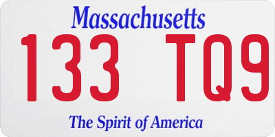 MA license plate 133TQ9