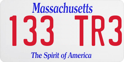 MA license plate 133TR3