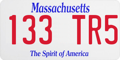 MA license plate 133TR5