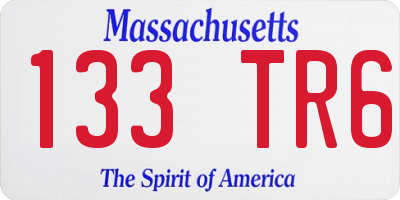 MA license plate 133TR6