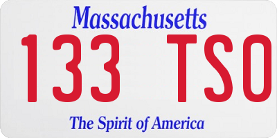 MA license plate 133TS0