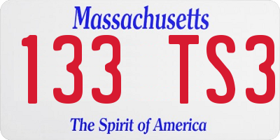 MA license plate 133TS3