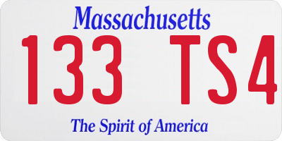 MA license plate 133TS4