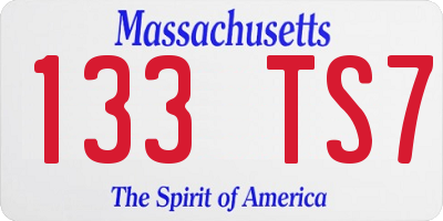 MA license plate 133TS7