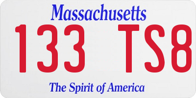 MA license plate 133TS8