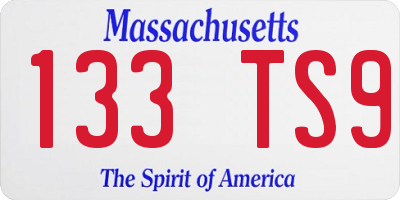 MA license plate 133TS9