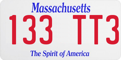 MA license plate 133TT3