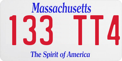 MA license plate 133TT4