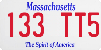 MA license plate 133TT5
