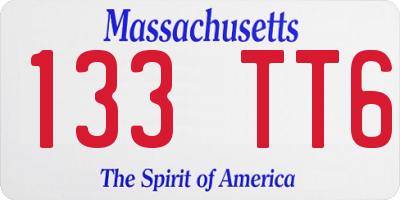 MA license plate 133TT6