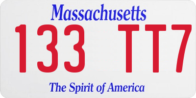 MA license plate 133TT7