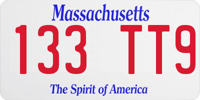 MA license plate 133TT9