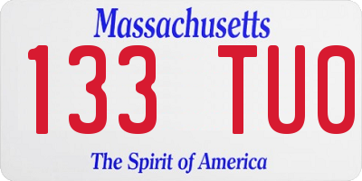 MA license plate 133TU0
