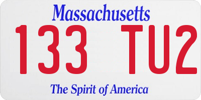 MA license plate 133TU2