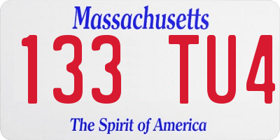 MA license plate 133TU4