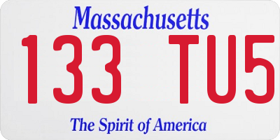 MA license plate 133TU5