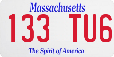 MA license plate 133TU6